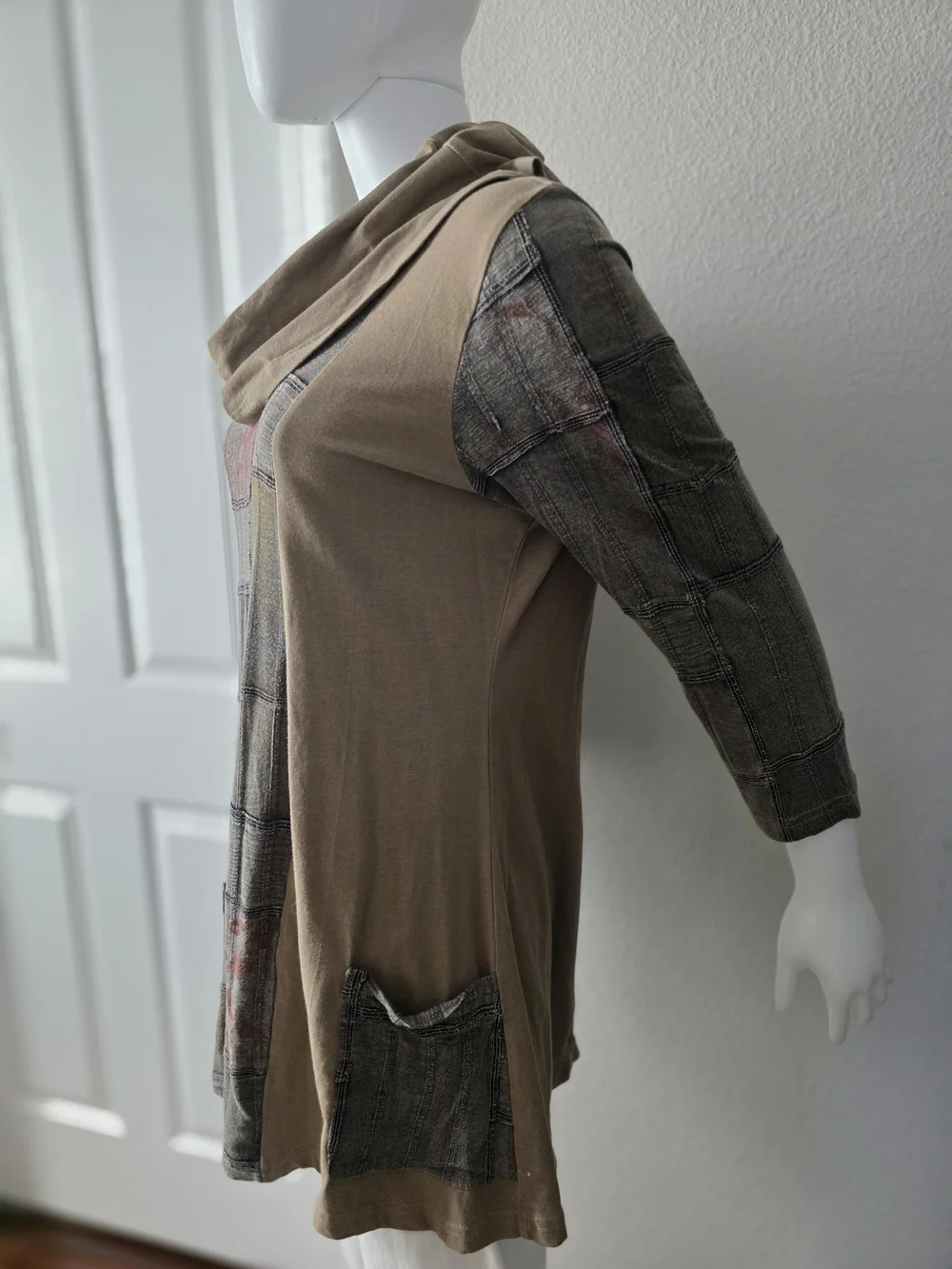 Parsley & Sage Patchwork Cowl Neck Women's Tunic - Size L